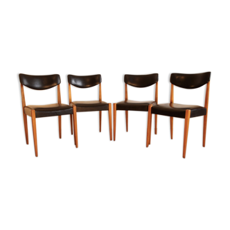 Set of 4 vintage Scandinavian "self" chairs