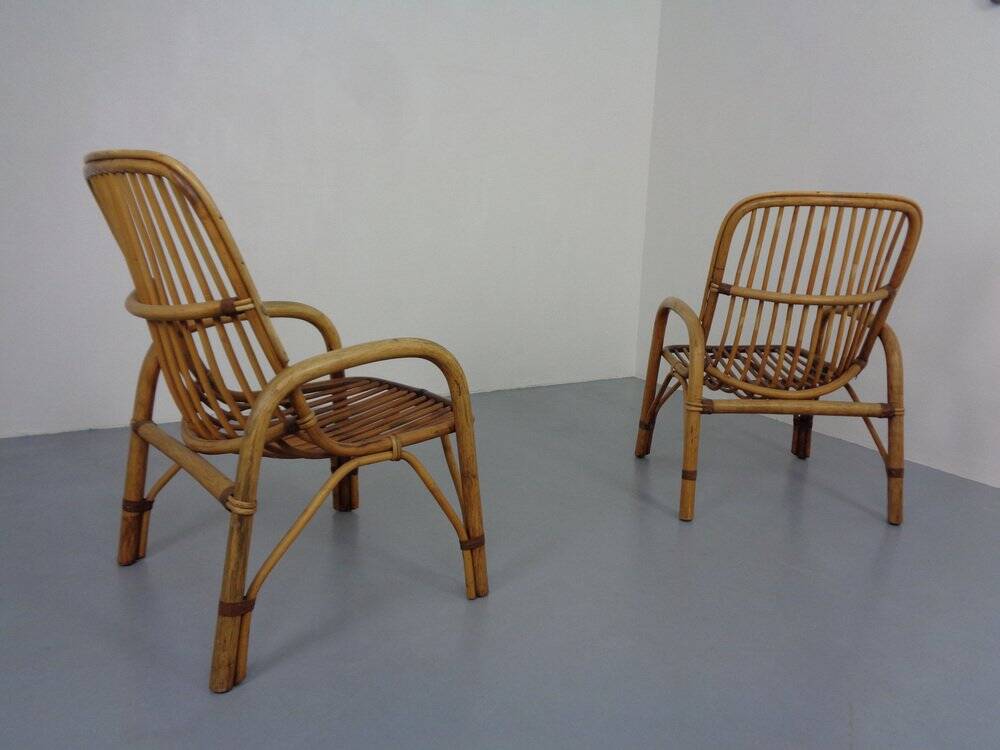 Set of Italian Bamboo Armchairs, 1970s