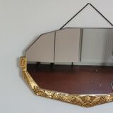 Golden Art Deco beveled mirror 65x38cm