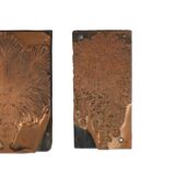 Grande plaque d'imprimante antique gravure bloc d'impression floral cuivre bois ensemble de 6
