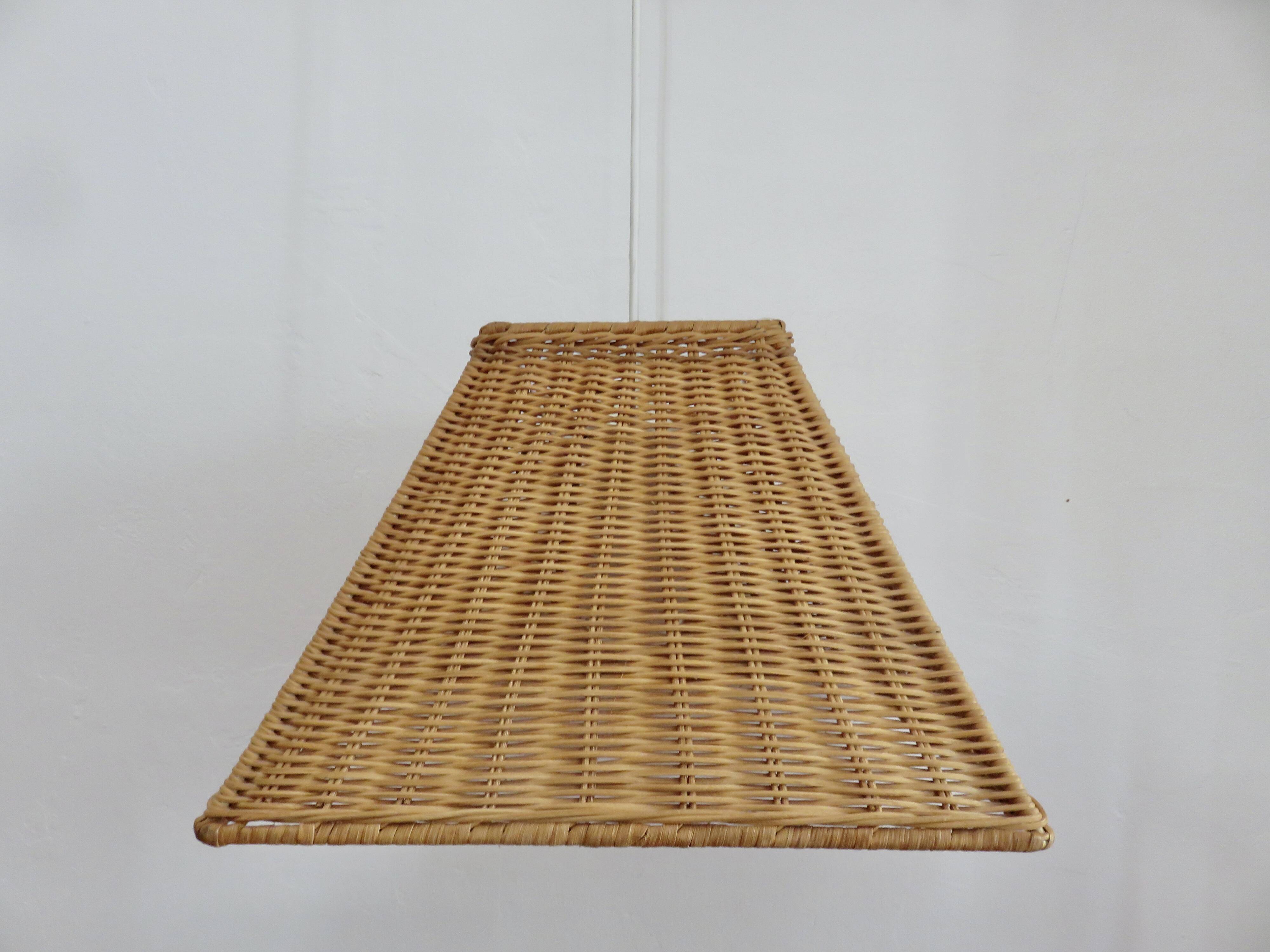 Large 1970s rattan pendant light