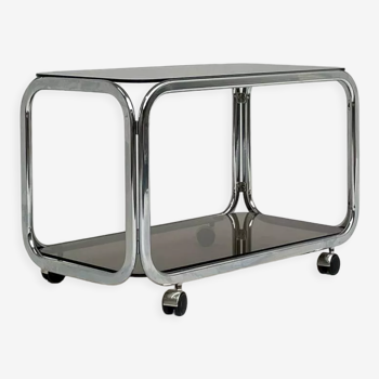 Chrome trolley with smoked glass