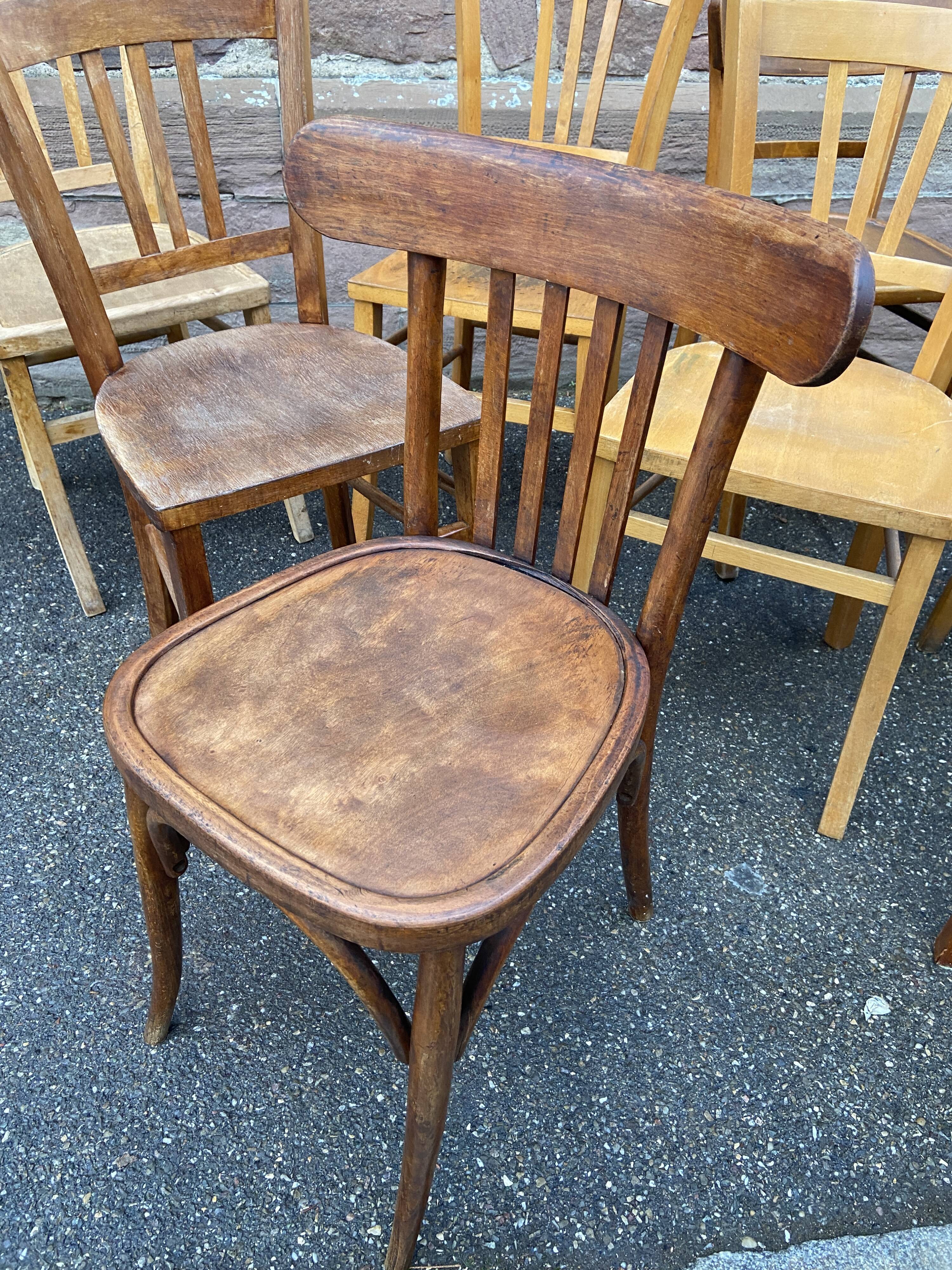 Set of vintage mismatched bistro chairs