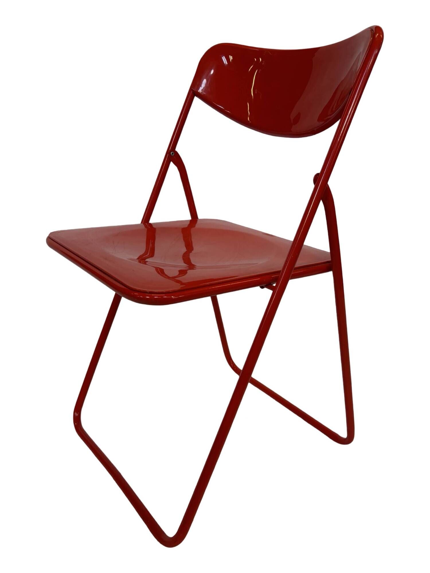 Vintage TED Folding Chair Design by Niels Gammelgaard 1980s Ikea in Red