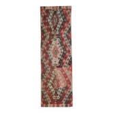 1970s Turkish Oushak Handmade Wool Cotton Red Kilim Runner Rug 130x400