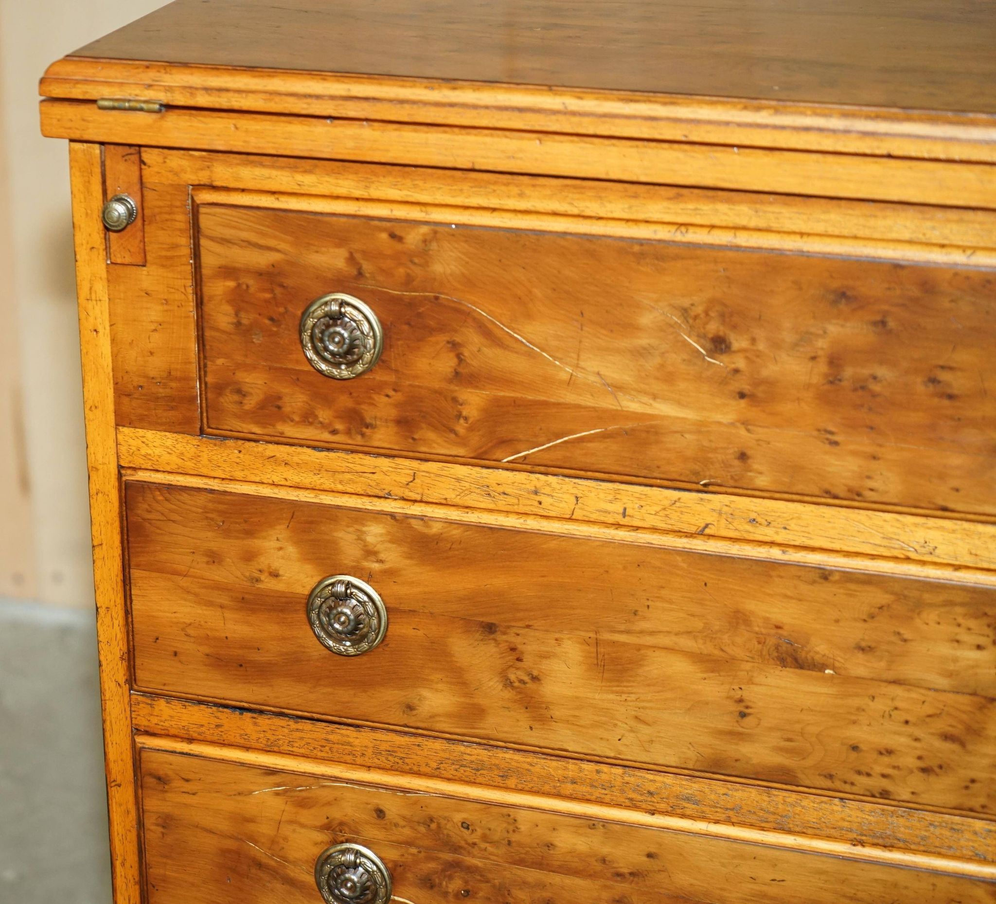 Vintage walnut commode with sliding top in Butler style.