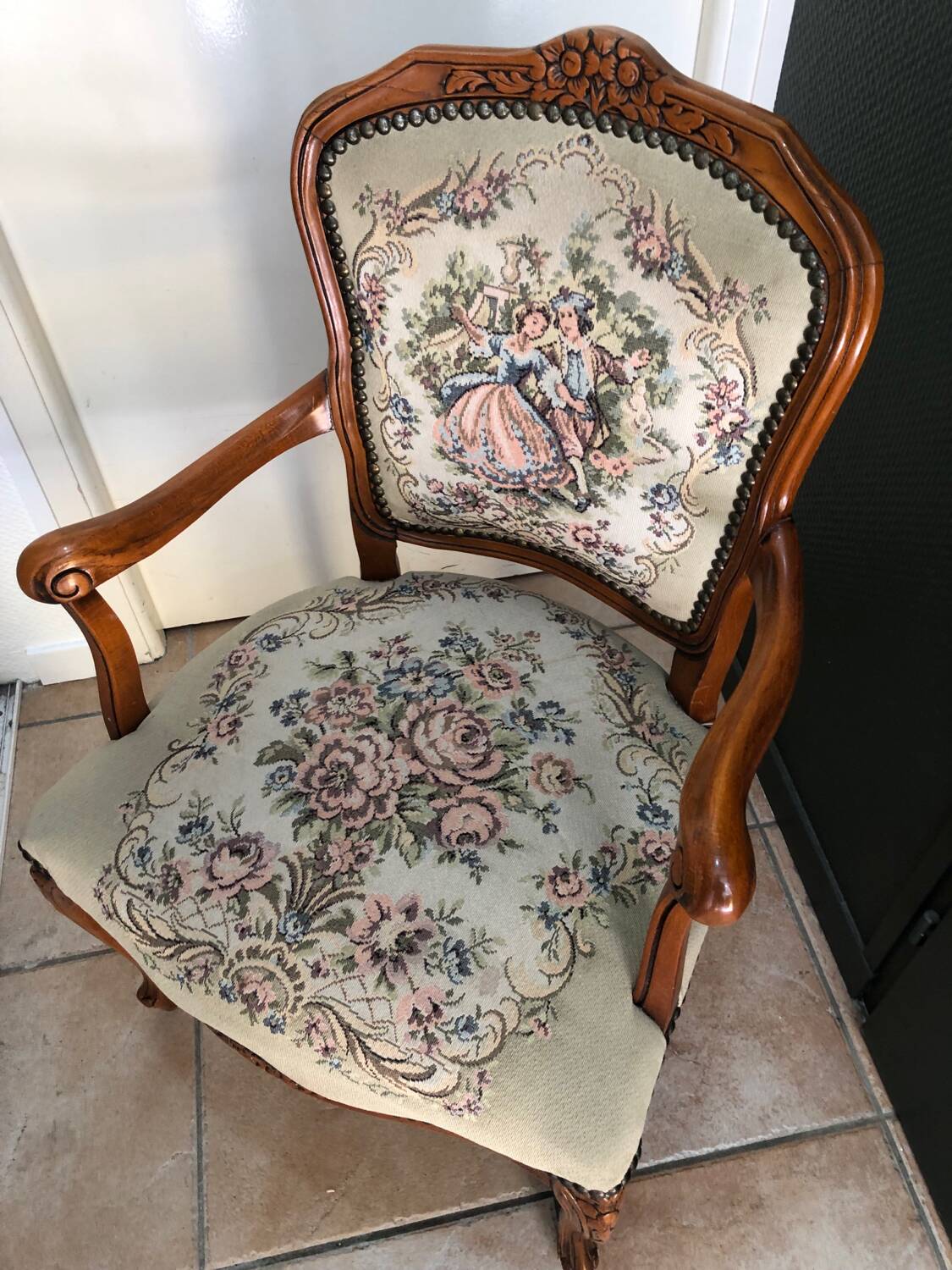 Antique cherry wood armchair