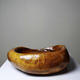 Olive wood catchall Monoxyle brutalist vintage 50s-60s handcrafted