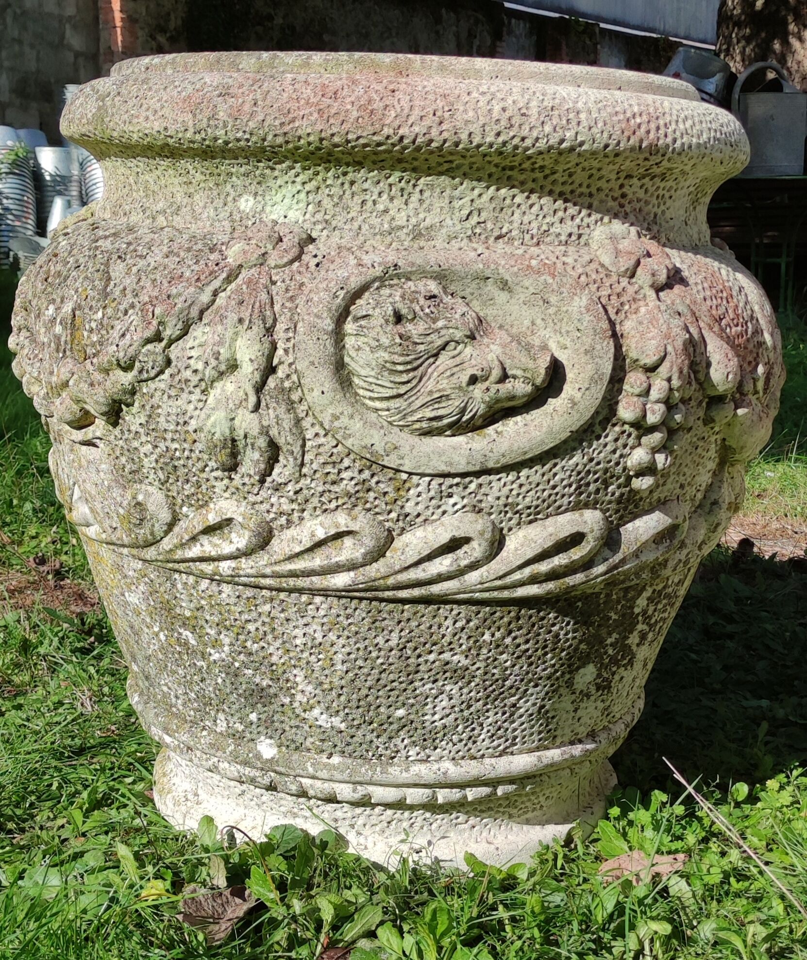 Pair of Medici pot caches in reconstituted stone
