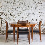 Vintage teak round table and 4 chairs, 1960