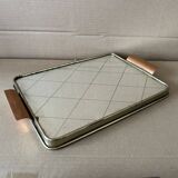 Metal tray and antique mirror