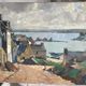 Painting by Paul Morchain, village on the Breton coast (Finistère) and fisherman
