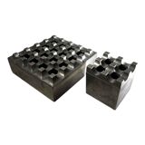 "Ultima15" set of 2 brutalist ashtrays, cast aluminum, ca 1970