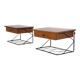 Pair of hanging bedside tables in teak and metal, 1960