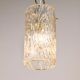 J.T. Kalmar Vienna Midcentury Textured Ice Glass Tube Brass Pendant Lamp, Austria, 1950s