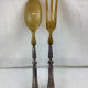 Old salad servers in filled silver and horn