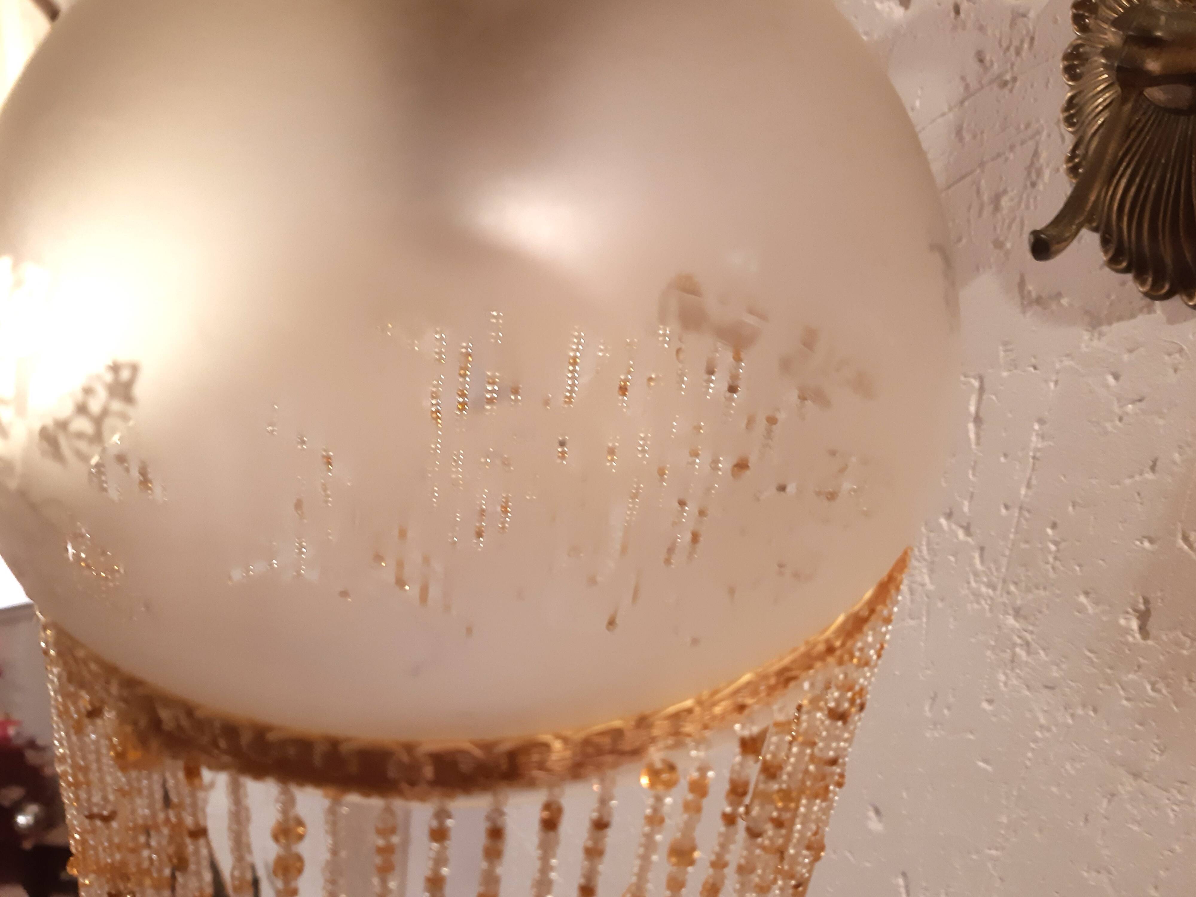 Applique murale globe verre et pampilles art nouveau