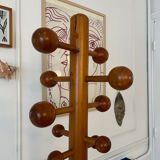 Pine coat rack with 10 hooks, 1970s.
