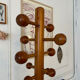 Pine coat rack with 10 hooks, 1970s.