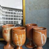 Four potter's mugs turned in vintage light stoneware