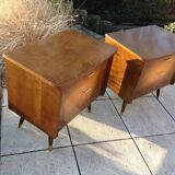 Pair of bedside tables with compass feet / vintage 50s-60s