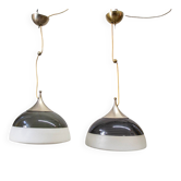 Lampe suspendue modèle 1238 en aluminium et verre par Stilnovo, Italie, années 60