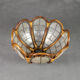 Flower hanging lamp in mother-of-pearl capiz and wicker