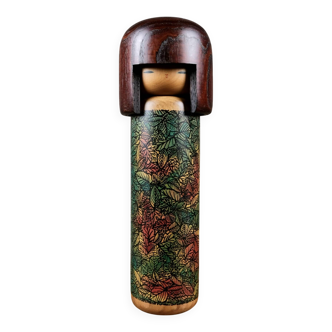 Kokeshi à feuilles, par Usaburo, Japon, 1970