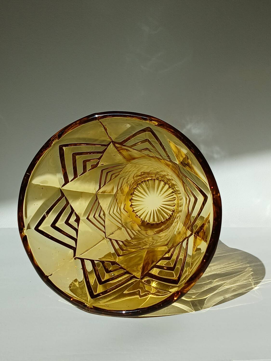 Amber yellow glass vase