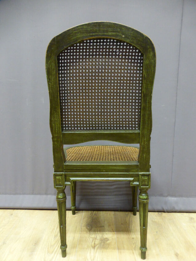 Set of 10 chairs in painted beech and Louis XVI style caning