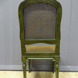 Set of 10 chairs in painted beech and Louis XVI style caning