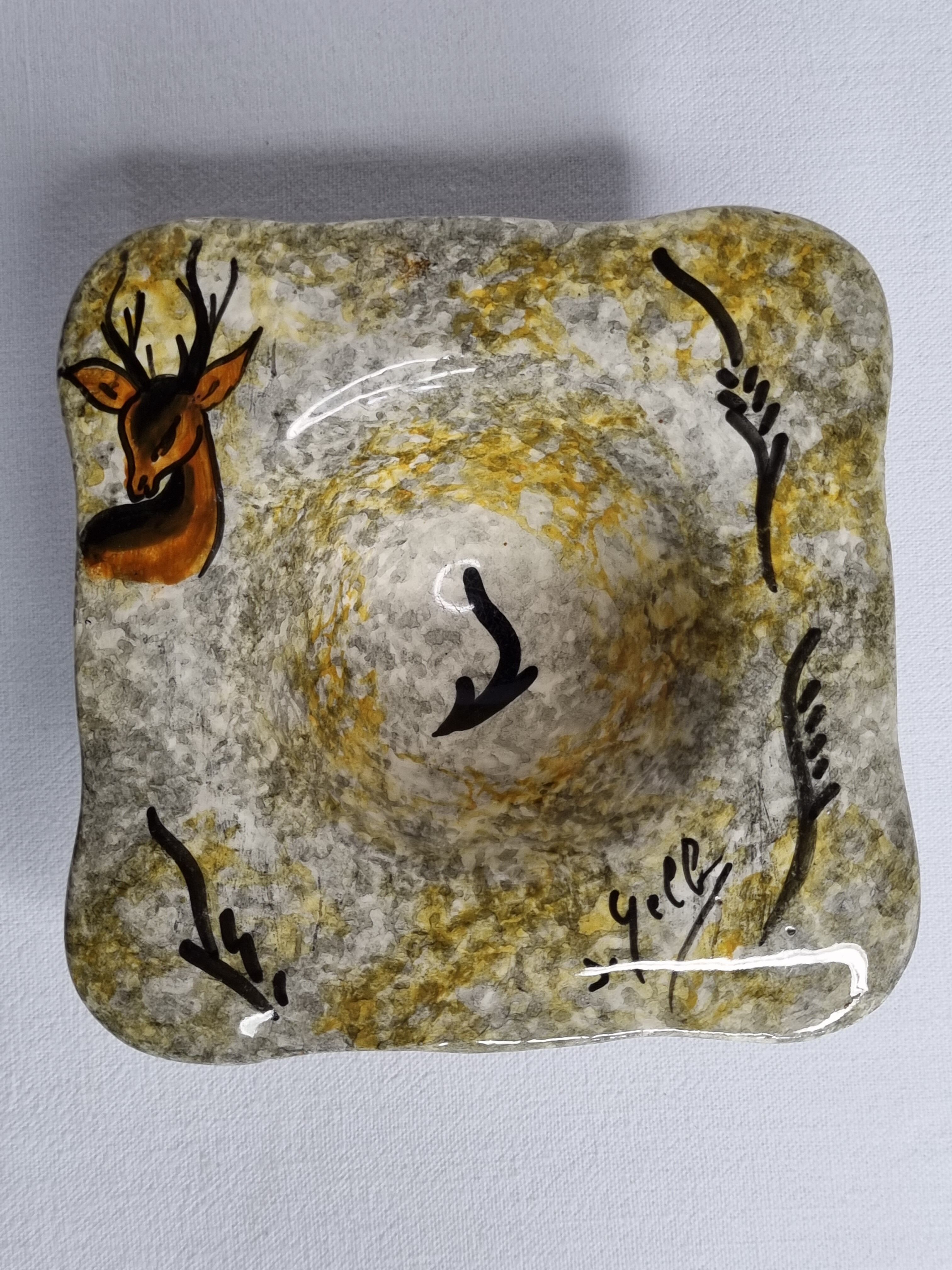 Empty pocket in vintage glazed ceramic signed "Gelb"
