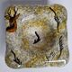 Empty pocket in vintage glazed ceramic signed "Gelb"