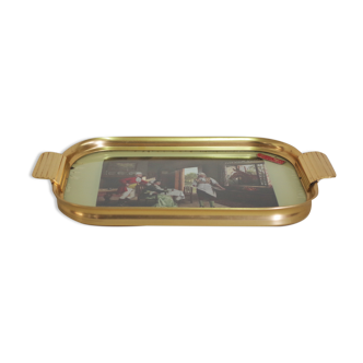 Brass tray with original engraving, England, 1950s