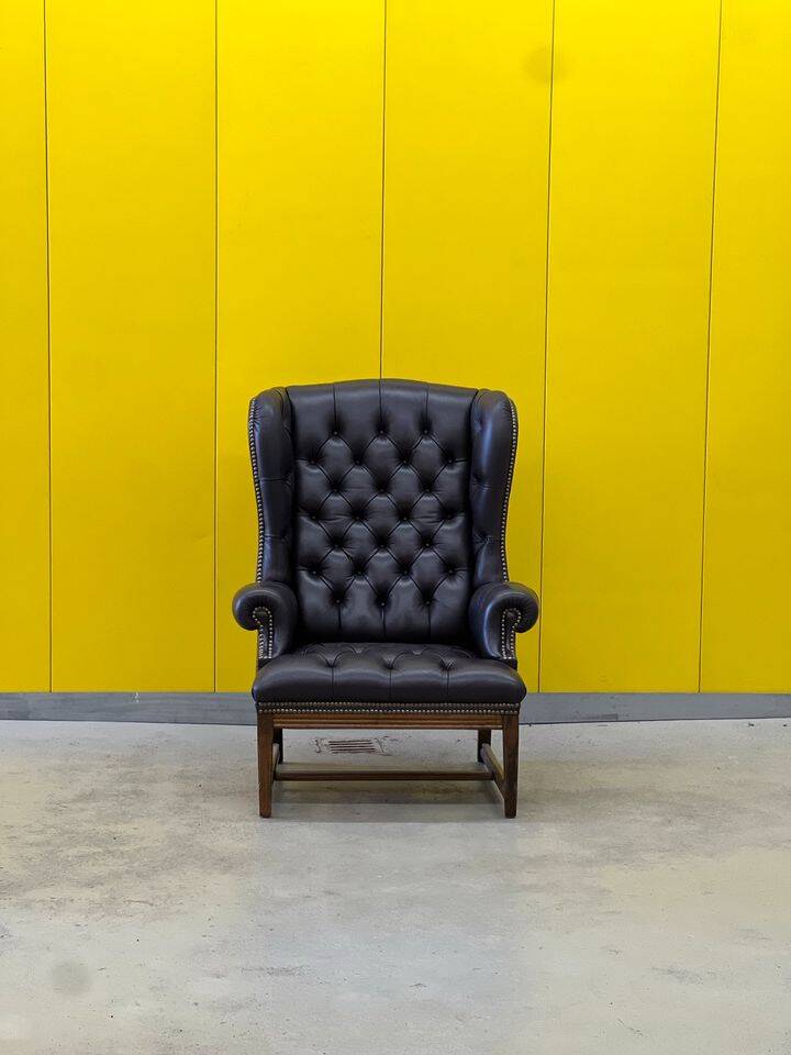 Vintage Tufted Leather Chesterfield Style Wing Back Chair (Price is For One Chair)