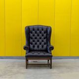 Vintage Tufted Leather Chesterfield Style Wing Back Chair (Price is For One Chair)