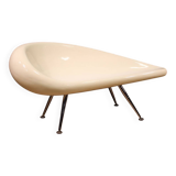 70's design sofa in fiberglass and chromed metal