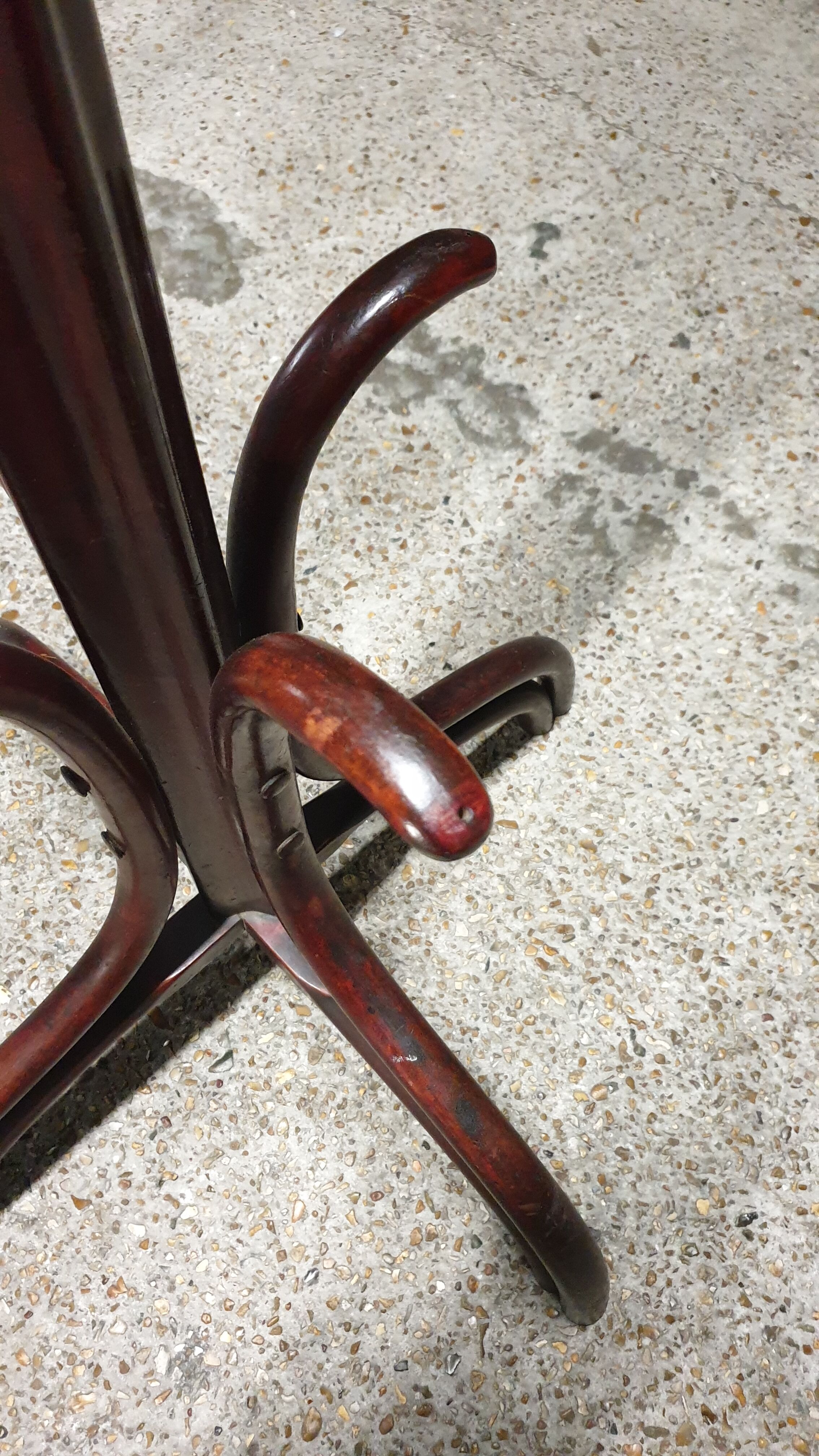 Art Nouveau curved wood coat rack