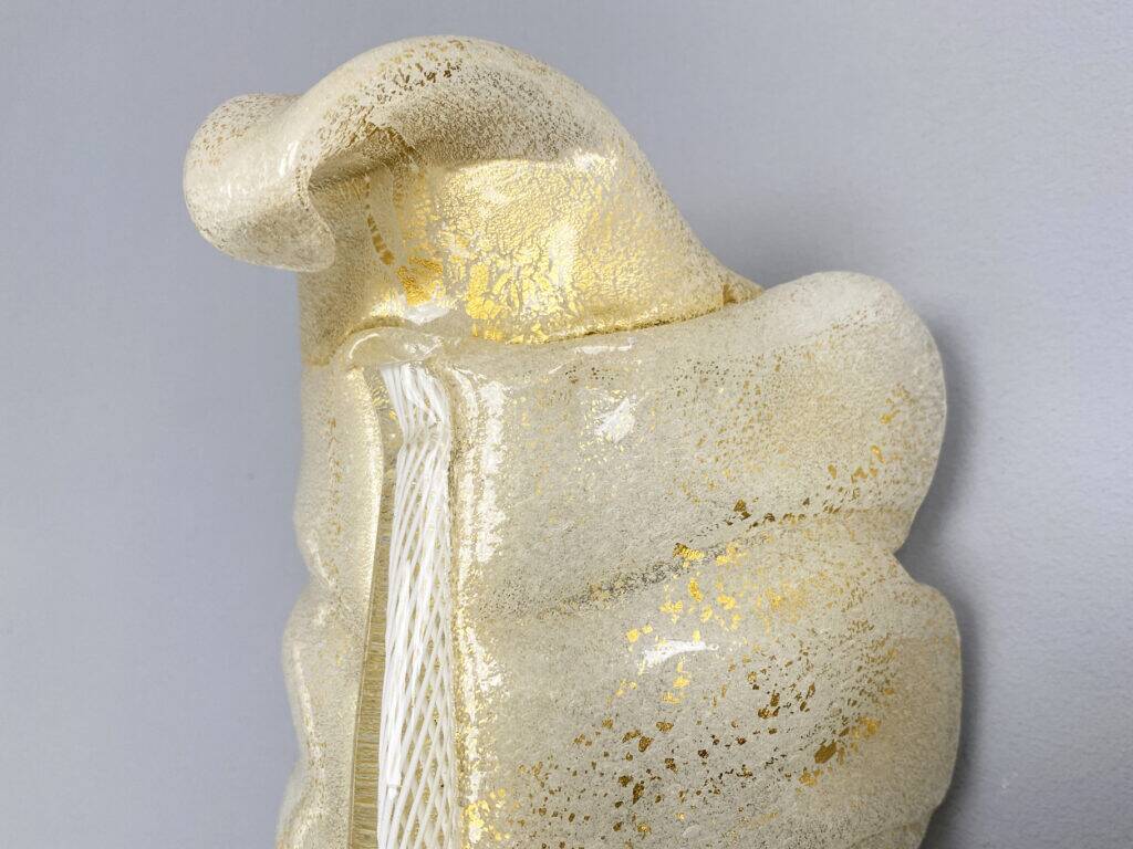 Pair of glass sconces, leaf design, by Andre Arbus for Veronese made by Barovier & Toso, Italy, 1950s