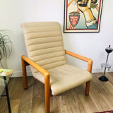 80s cream leather armchair Flàttoto