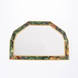 Old vintage octagonal mirror, floral patterns, green and gold