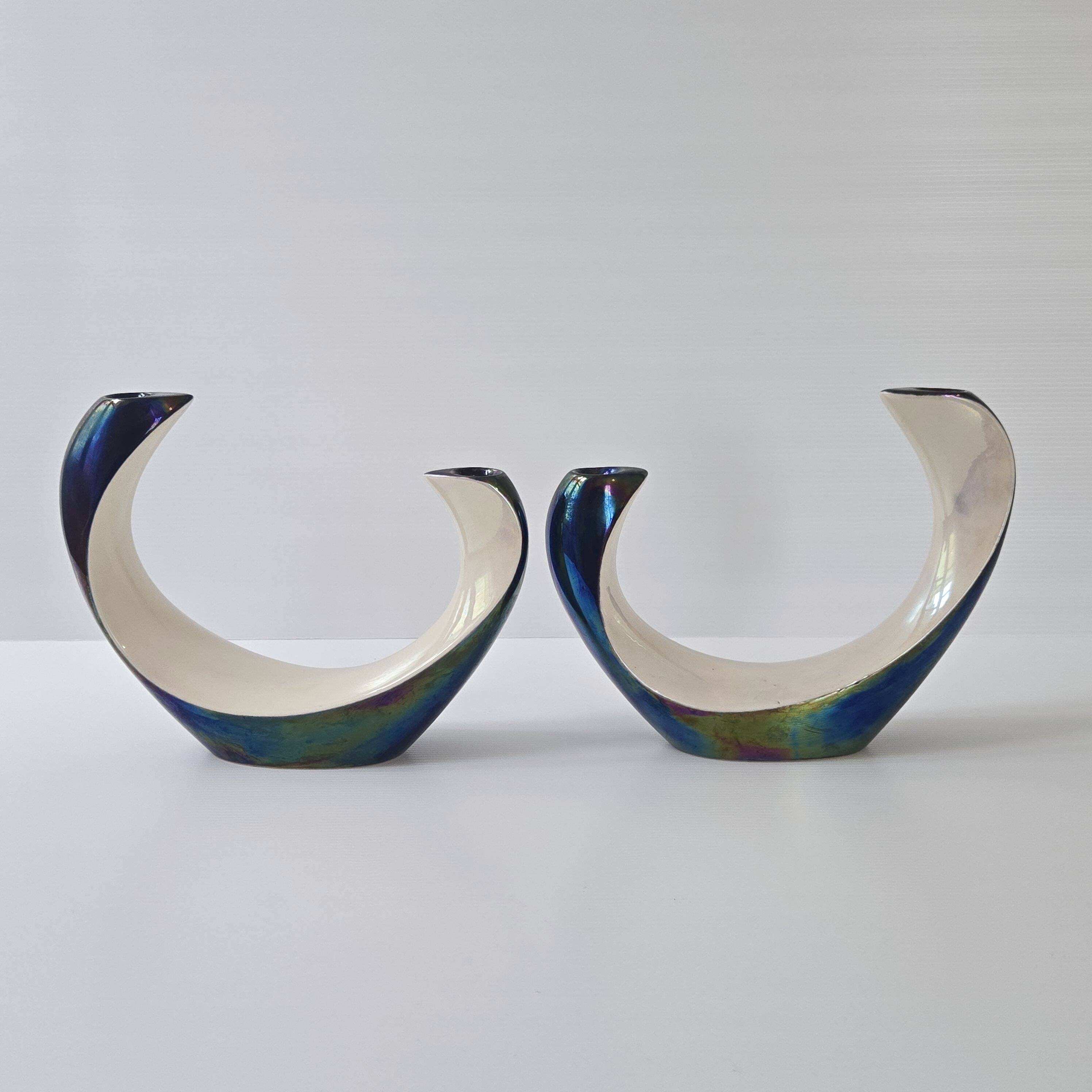 Pair of vintage Verceram candlesticks, 1960s