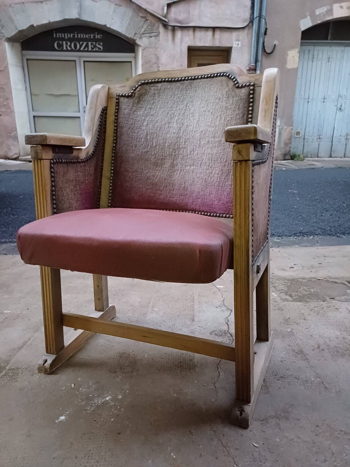 Theater armchair late 19th, early 20th in its original condition.