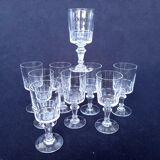 9 old wine glasses or liqueur XIXth in glass cut with 11 sides
