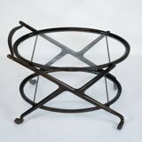 Ebonized Wood and Glass Bar Cart by Cesare Lacca, Italy 1950s