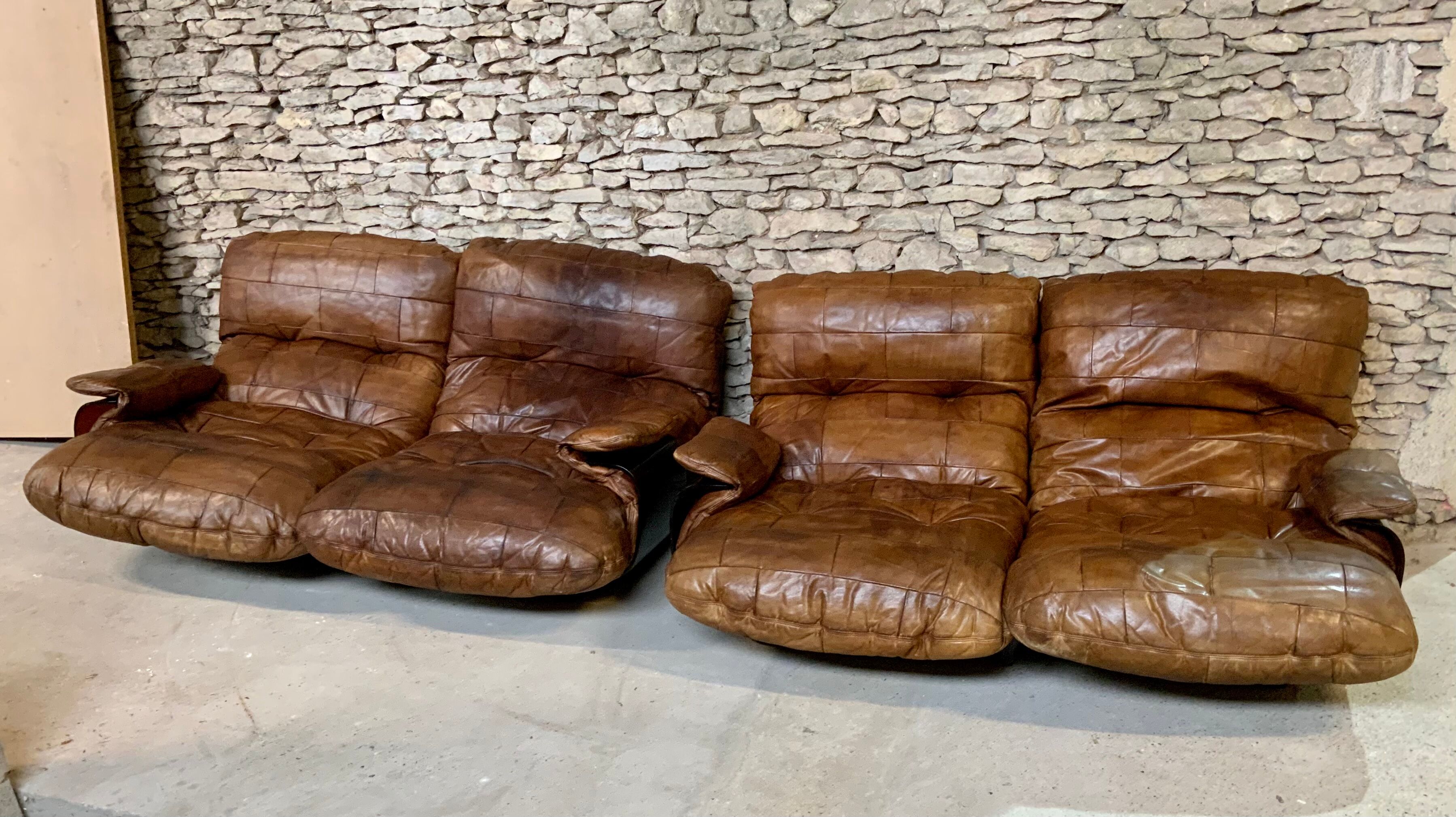Pair of Marsala sofas, Michel Ducaroy for Ligne Roset 1970s