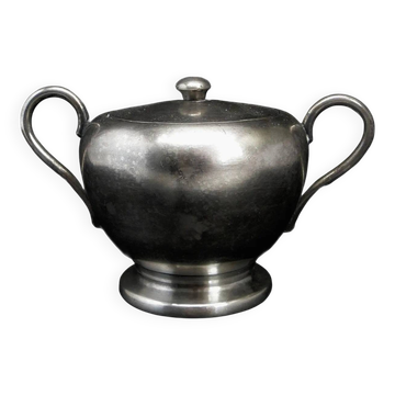 Sucrier Art Déco, en laiton argenté, Pologne, années 1950