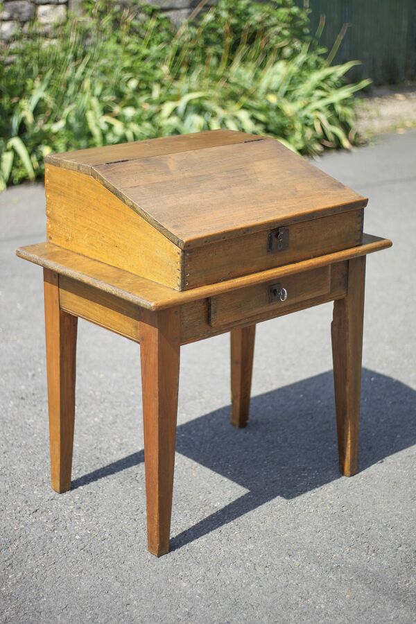 Bureau écritoire bois vintage, bureau bois vintage, secrétaire pupitre, meuble bois, décoration