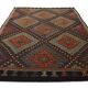 Tapis Kilim vintage fait main bordeaux et vert 7x10, 220x296 cm