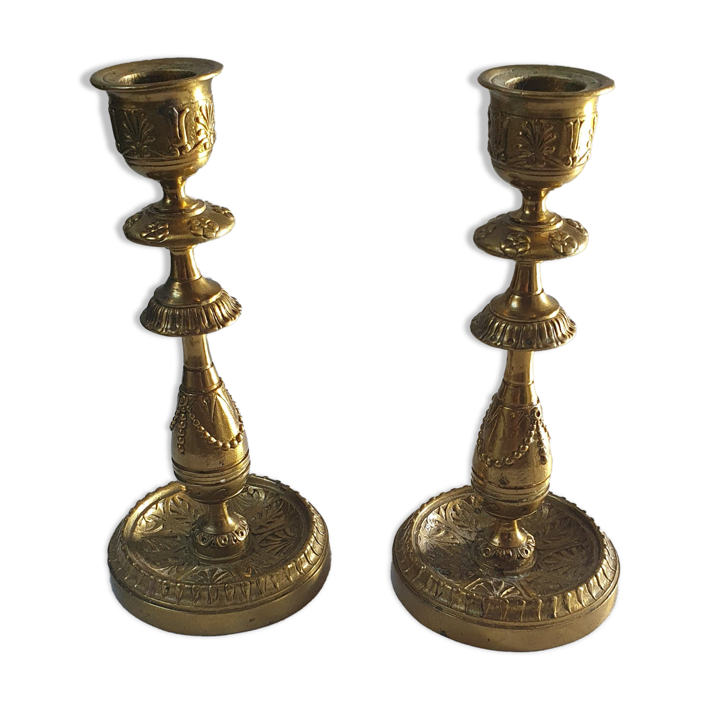 Old brass candle holders